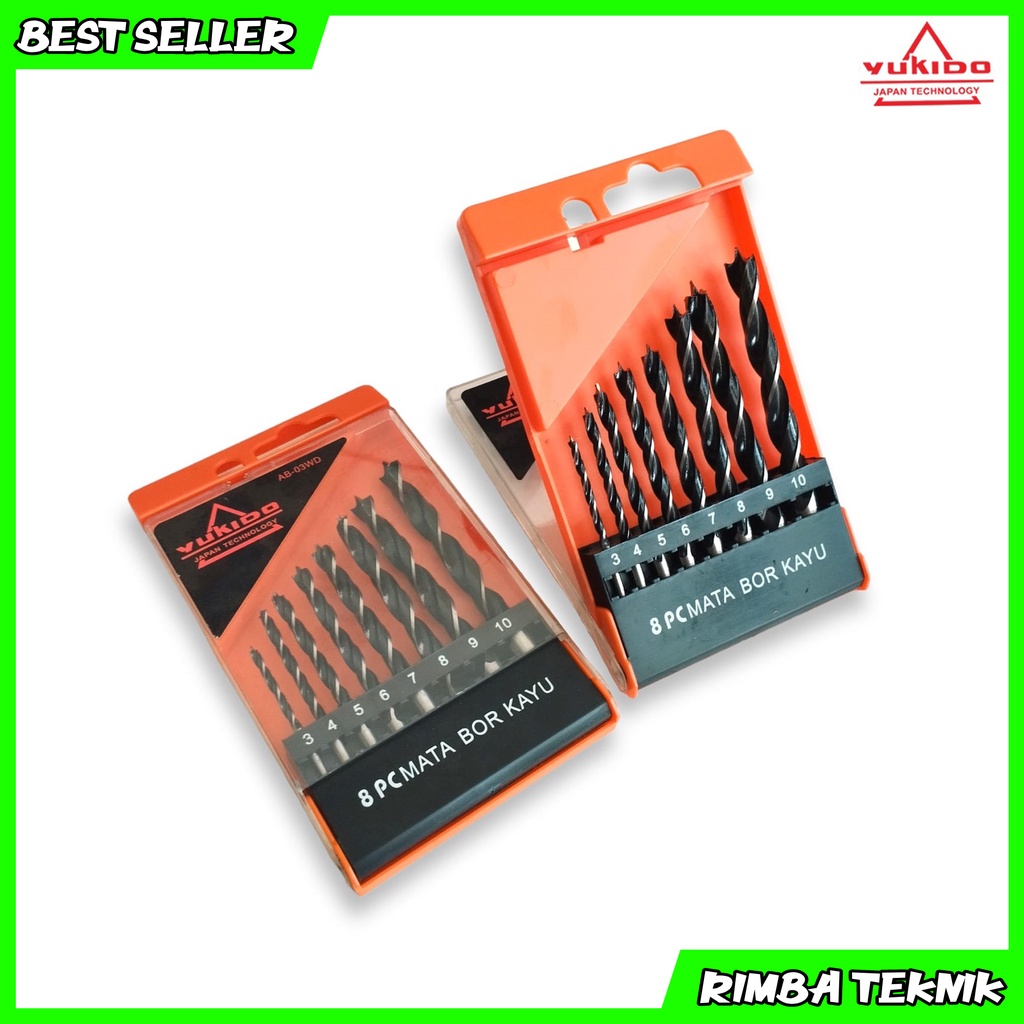 Mata Bor Kayu Set 8 pcs 3mm - 10mm Auger Bit Yukido Wood Working Drill Bit Set Japan Style