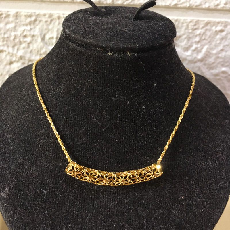 liontin model tabung bola suling  elegant emas asli