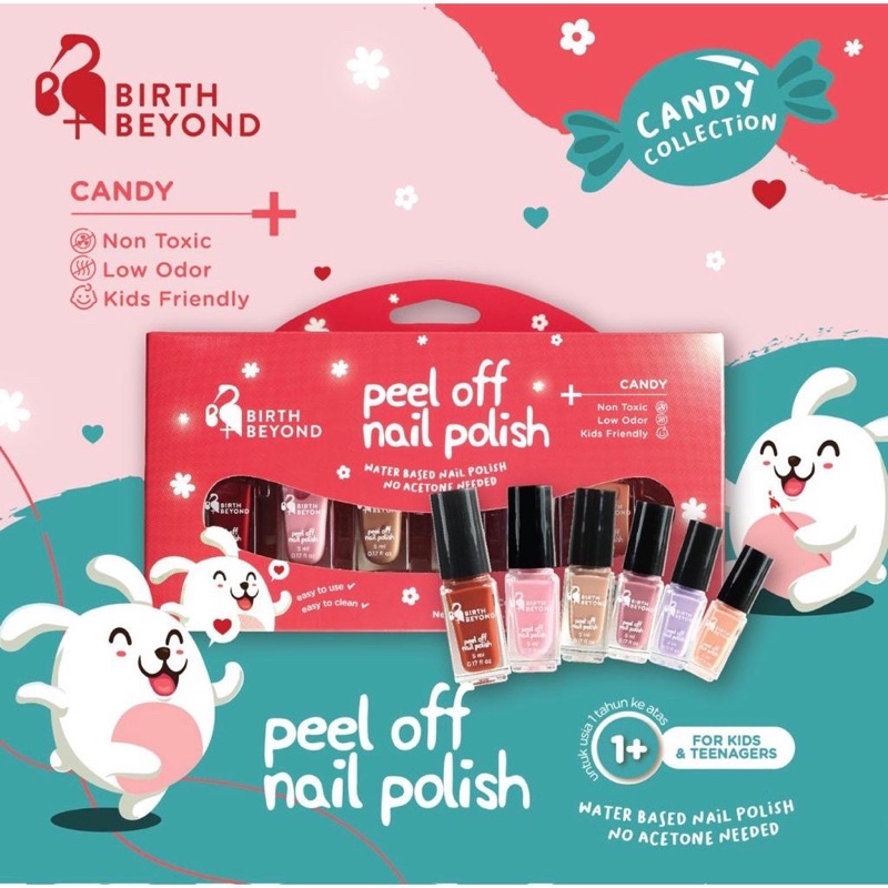 Birth Beyond Peel Off Nail Polish 5 pc x 6ml for Kids Kuteks Anak