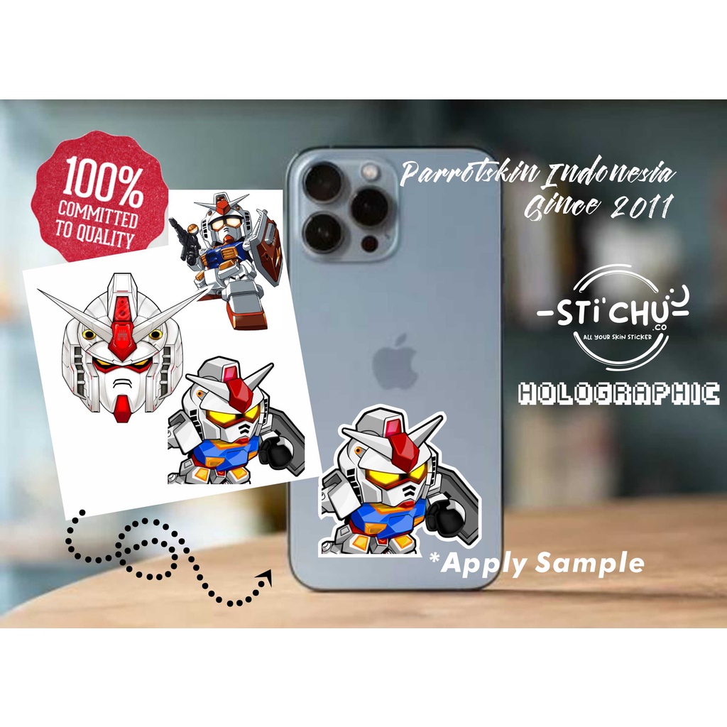 Stiker Sticker hologram Gundam Chibi untuk Hp Laptop Helm botol dll