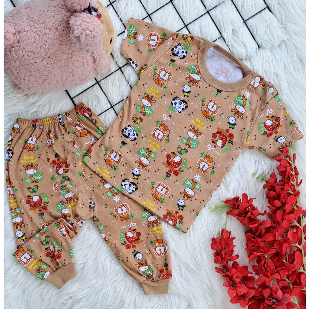 stelan baju bayi lucu murah motif PRINTING DZAKIRA setelan PENDEK PANJANG 3-18 bulan CELANA PAMPERS (ONE SIZE)