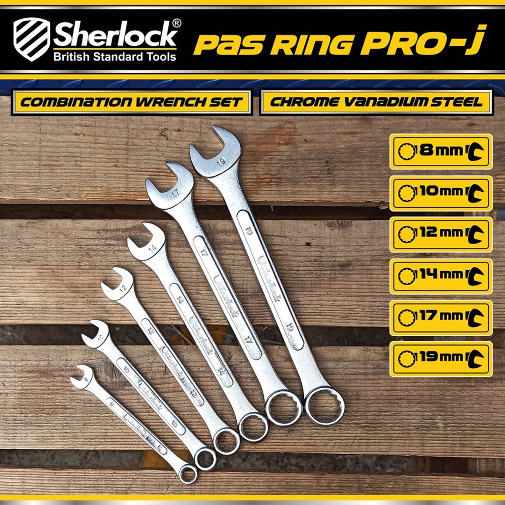 Kunci Pas Ring 6 pcs per set (size: 8 - 19 mm ) Sherlock Pro-J series