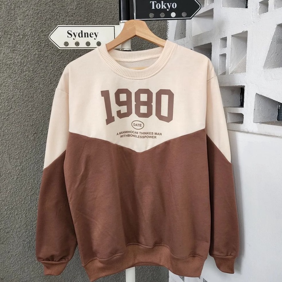 Hoodie 1980 Date Combie Atasan Simple Remaja Kekinian Bahan Fleece