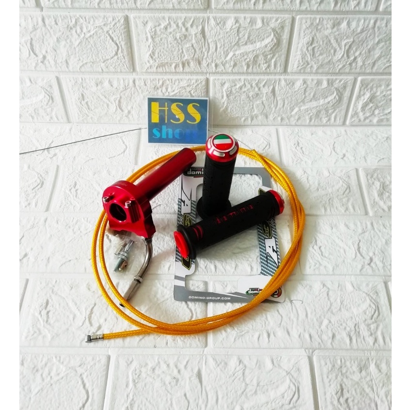 Gas Spontan 1 Kabel + Handgrip Jalu + 1 Kabel Gas Serat = Beat Karbu, Jupiter Z, Supra X, Mio Sporty