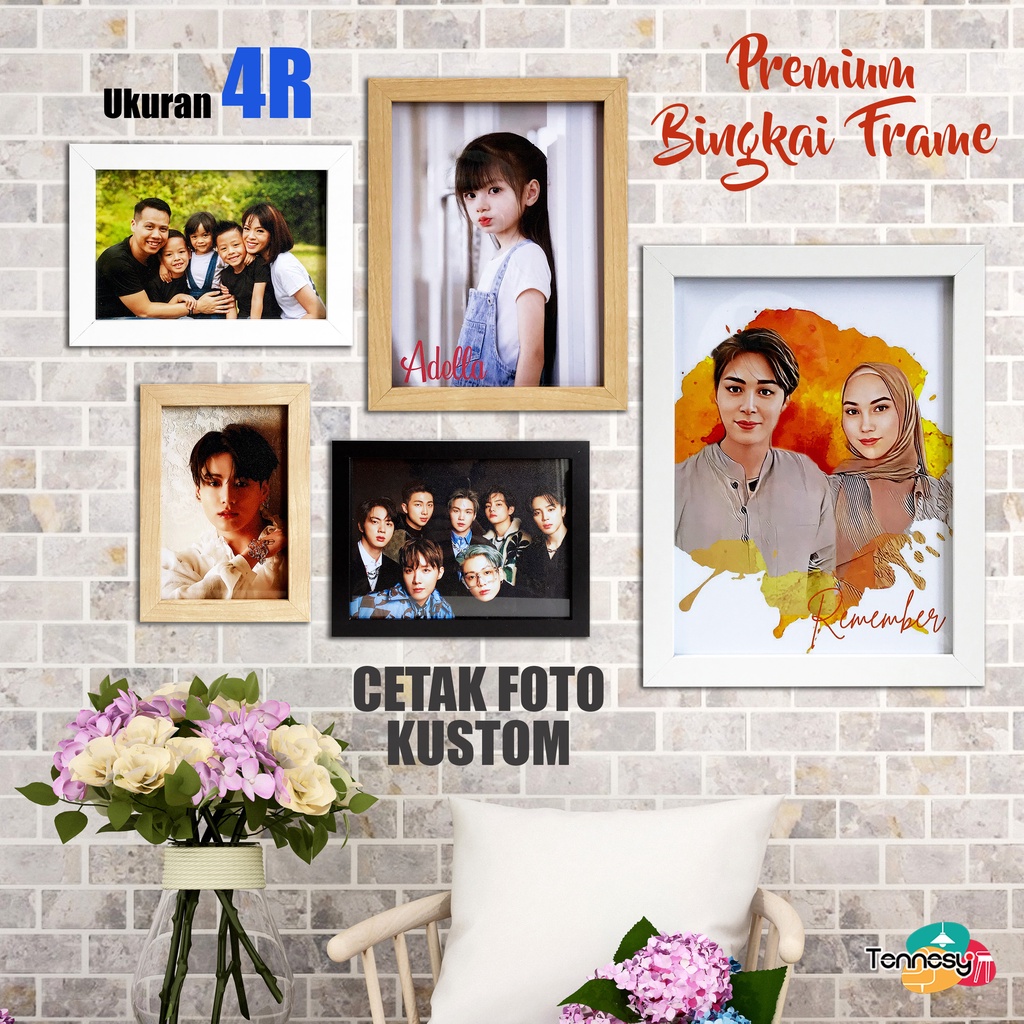 CETAK FOTO CUSTOM HD + FRAME BINGKAI 4R KARTU UCAPAN KARDUS KADO GIFT WISUDA WEEDING ULANG TAHUN