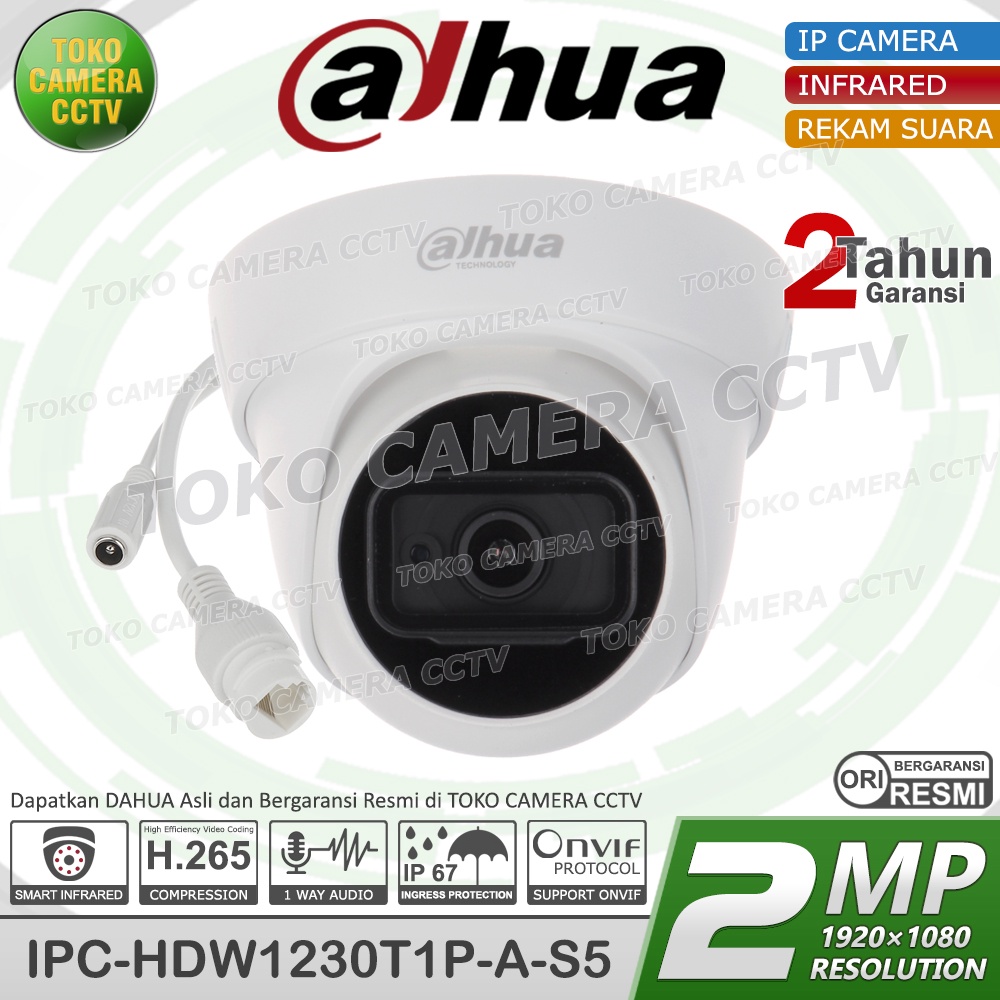 IP CAMERA 2MP AUDIO DAHUA IPC-HDW1230T1P-A-S5 IP KAMERA CCTV POE
