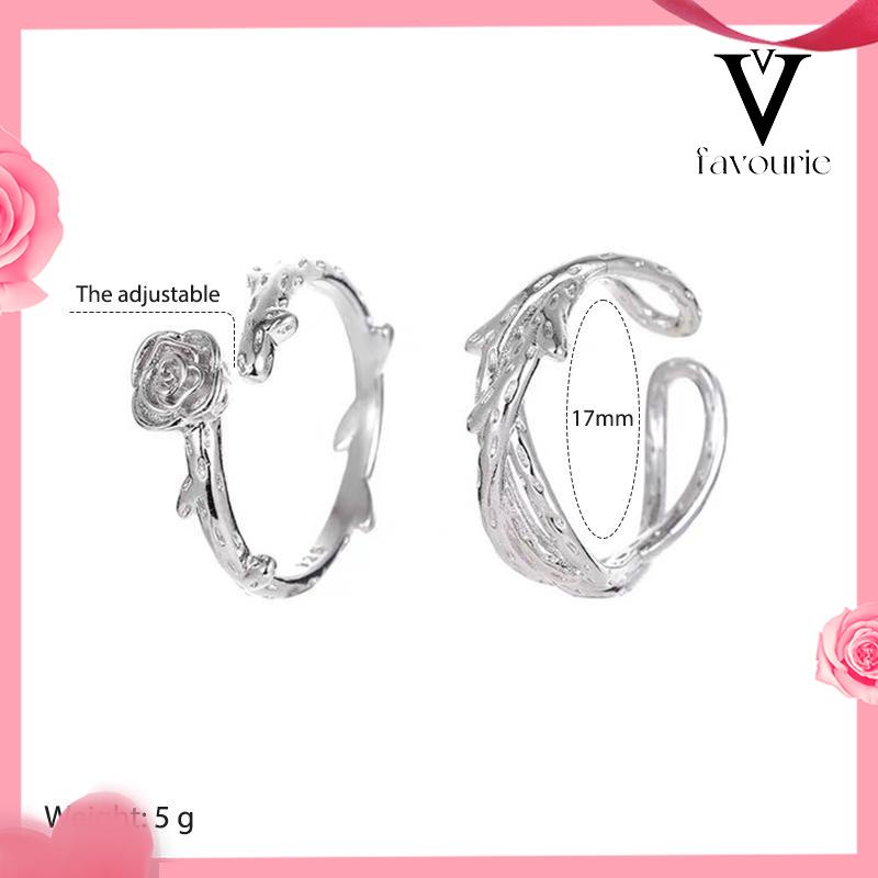 COD2Pcs/Set Cincin Wanita Mawar Korea Fashion Sederhana Adjustable Cincin Perhiasan Fashion-FA