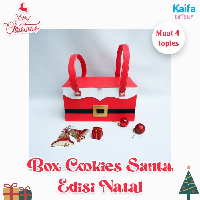 Kotak kue kering natal model santa jinjing isi 4 toples