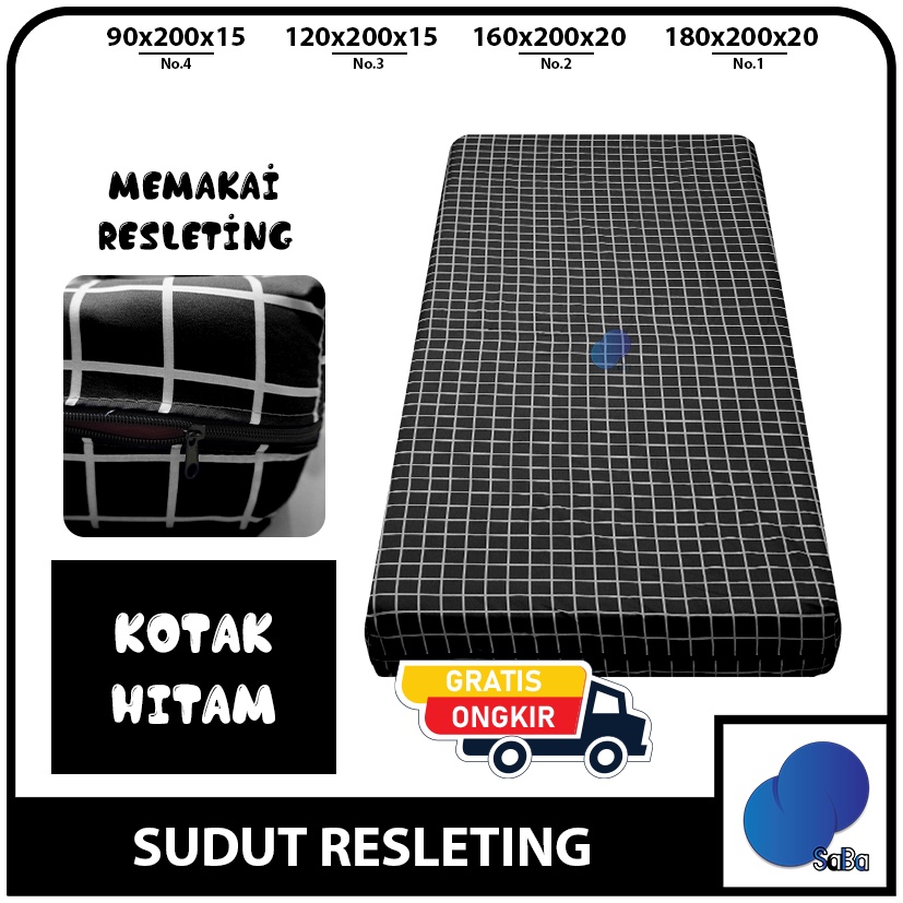 saba99 Sarung Kasur Busa Resleting 90x200x15 120x200x15 Motif Aesthetic No 4 Double No 3