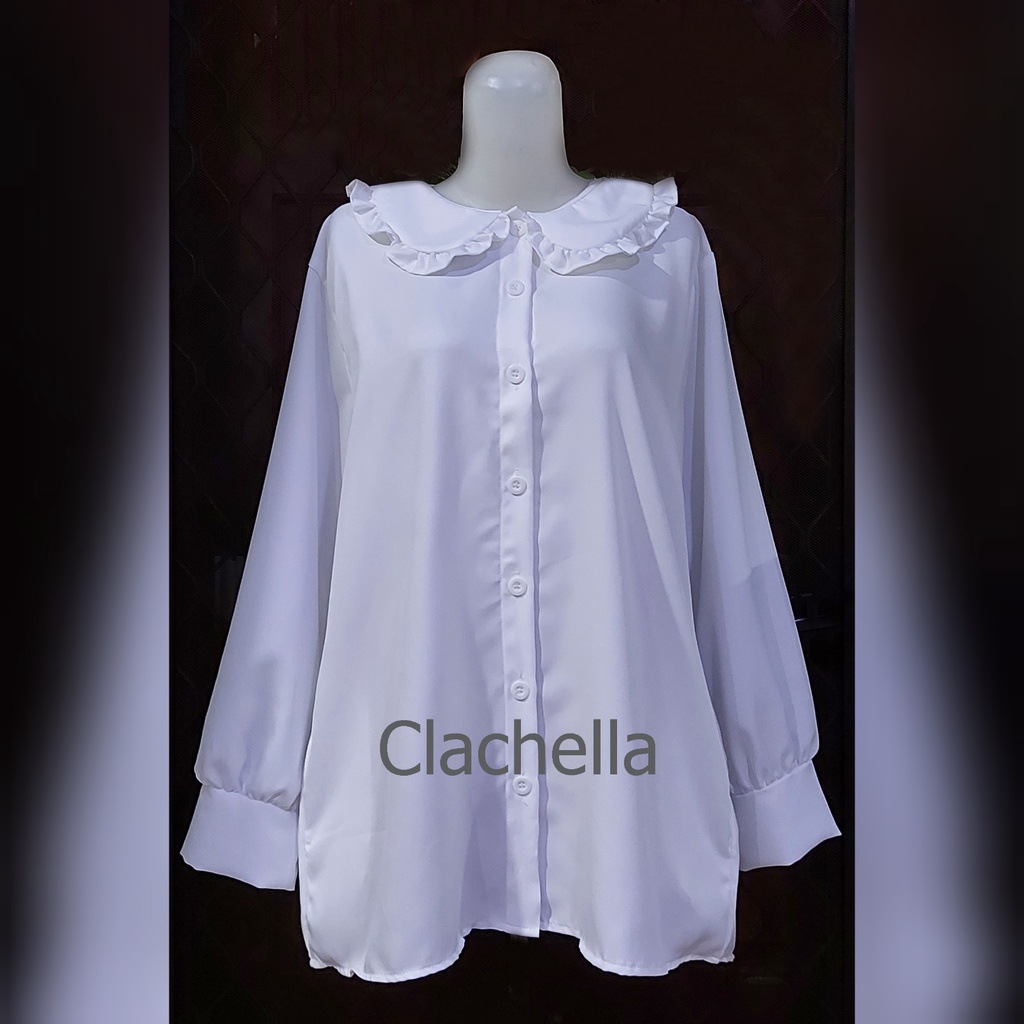 Clachella Baju Atasan Wanita Putih Motif Polos, Blus B1B8593