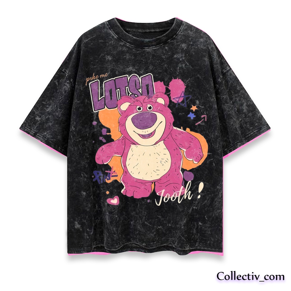 Baju Lotso Toy story Sand Wash Oversized | Kaos ToyStory Washed Tee