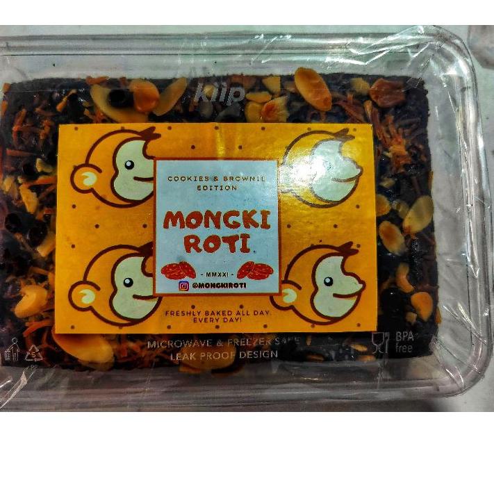 ゼ Brownies panggang almond, keju, chocochips, kemasan box mika 500ml (12x17x4) +-260gr ₨