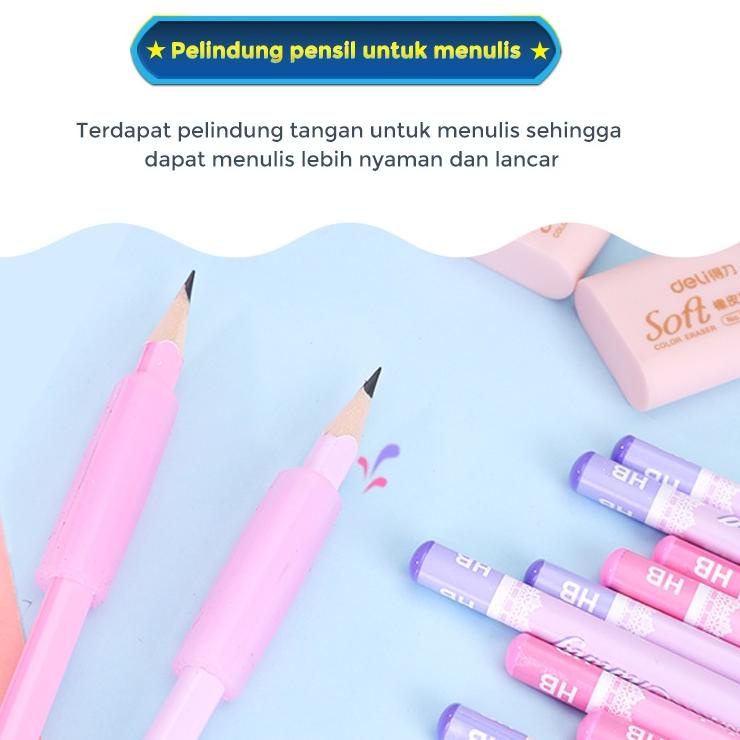 

➯Special Edition Deli Stationery set 4 in 1 rautan pensil 12pcs pensil 2 penghapus dan 2 penutup pena 68896 [HNA]