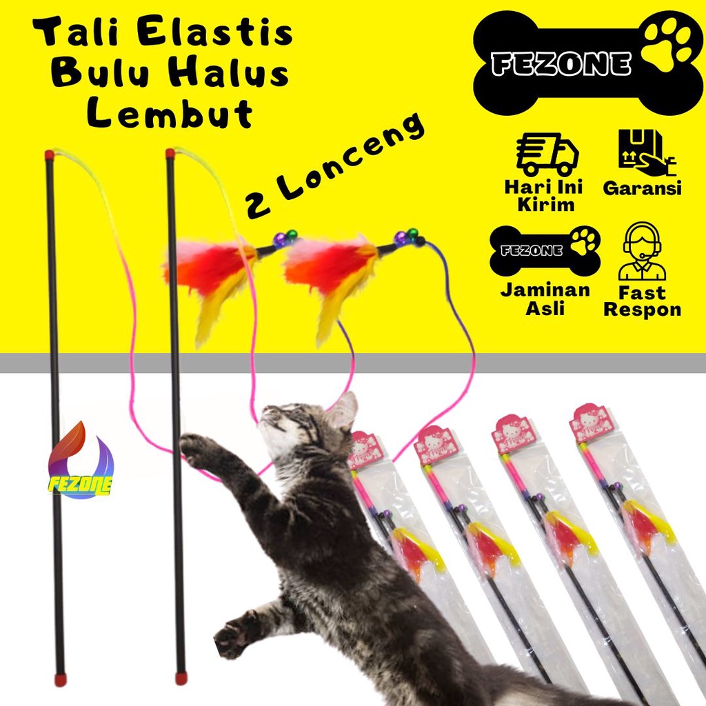 TONGKAT MAINAN KUCING KITTEN TALI BULU MEKAR HALUS STIK MAINAN LATIH KUCING ANJING JINAK LINCAH TONGKAT FEZONE