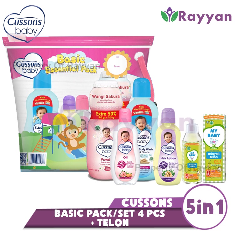 [CM]Cussons Baby Basic Essential Pack + Telon | Gift Set Cussons free telon my baby 30 ml / Perlengkapan Kado Bayi Baru Lahir Cussons/Cusson Set Medium Gift Bag + Telon