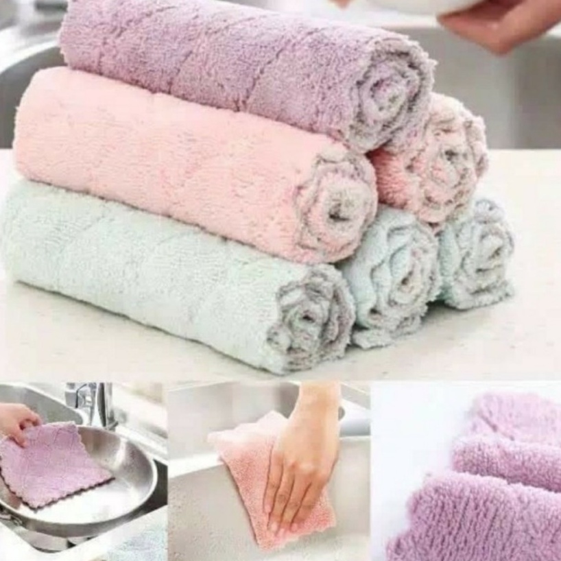 KAIN LAP MICROFIBER SERBET ANTI MINYAK PEMBERSIH PIRING GELAS ALAT DAPUR BEST SELLER