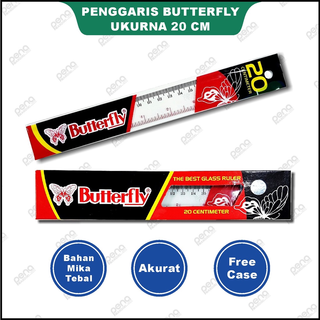 Penggaris Plastik 20cm Butterfly - Plastic Ruler Butterfly 20 cm