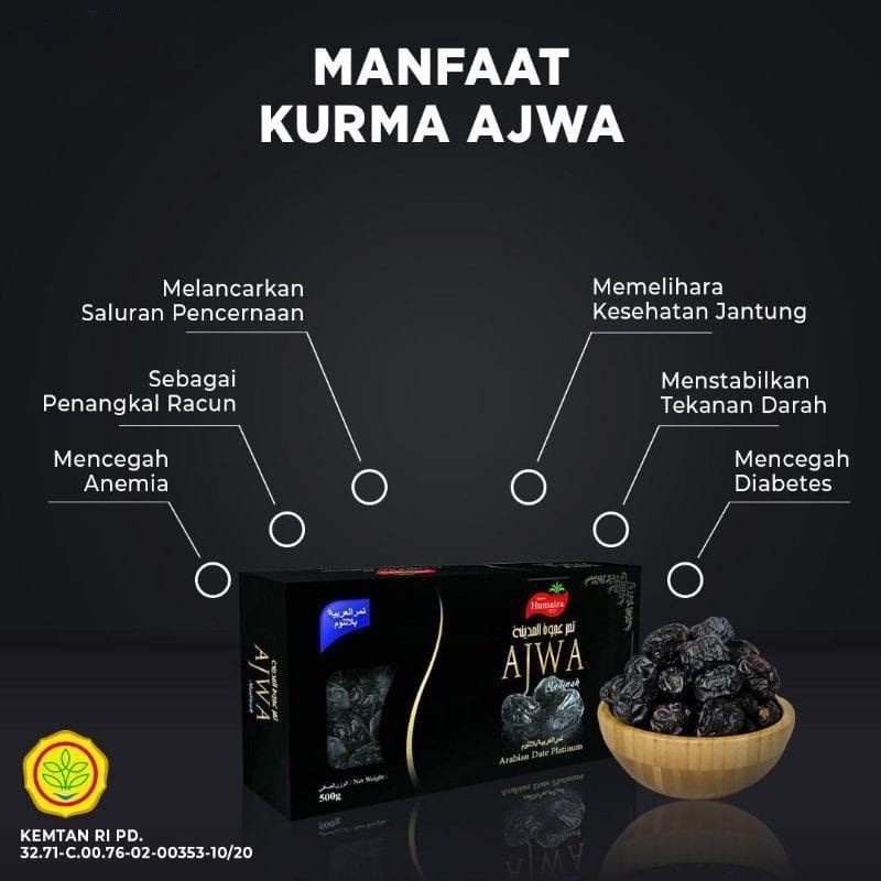 Kurma Ajwa Humaira - Kurma Nabi 500 gram - Kurma ajwa sultan