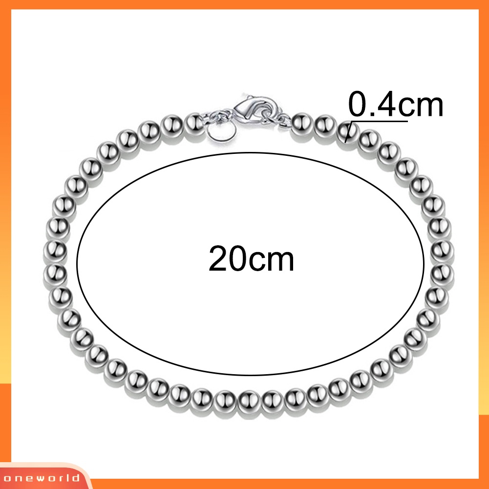 [WONE] Chic Unisex Perak Plating Berongga Manik-Manik Pesona Gelang Pergelangan Tangan Perhiasan Aksesori