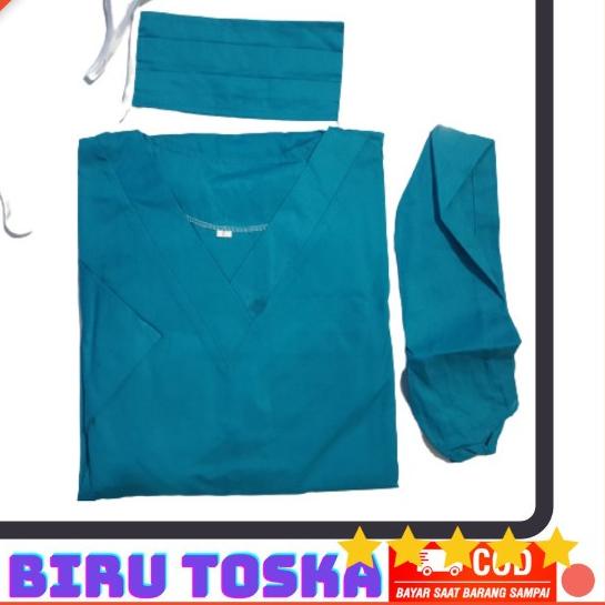 [RA2][BISA COD] BAJU JAGA BIRU TOSKA | BAJU OKA | LENGAN PANJANG PENDEK | BAJU OK DOKTER | PERAWAT M