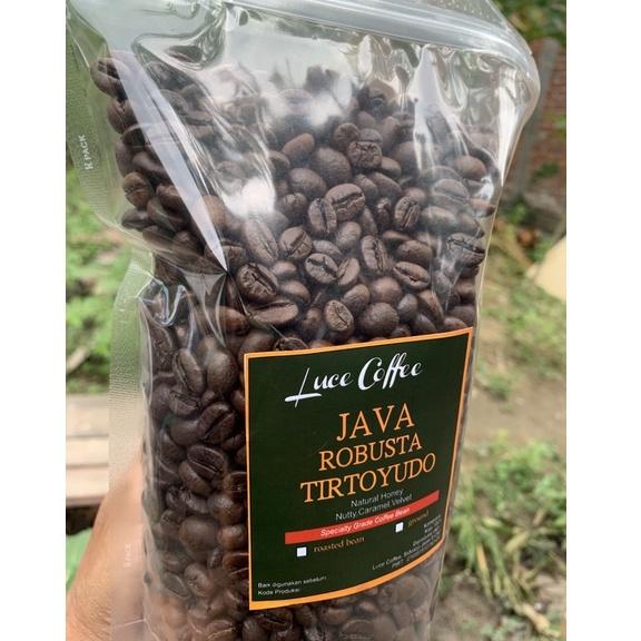 

(S-X7X(☛) Kopi Java Robusta TIRTOYUDO 900 gr - Biji atau Bubuk- Luce Coffe kekinian