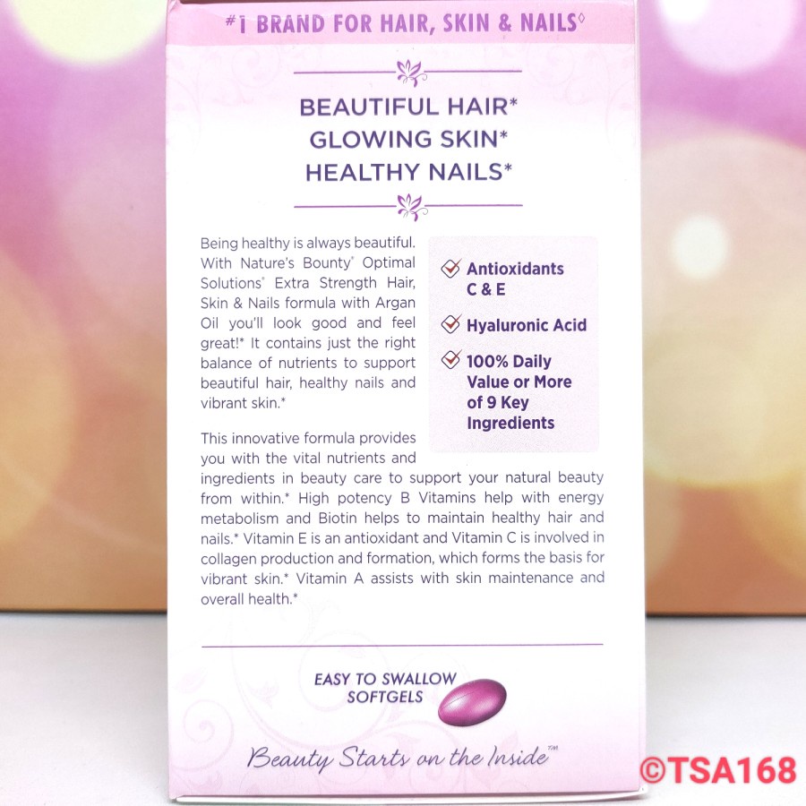 Natures Bounty Hair Skin &amp; Nails Biotin 5000 mcg 250 Softgel Argan Oil
