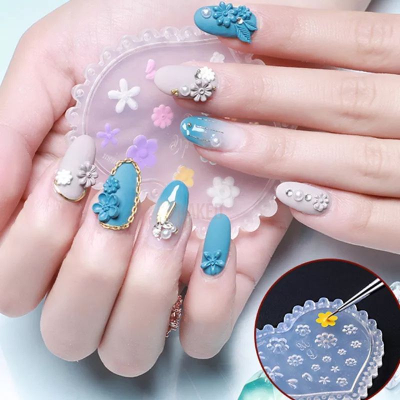 cetakan 3D nail art bunga Flower diy mold silicone nail art molding nailart