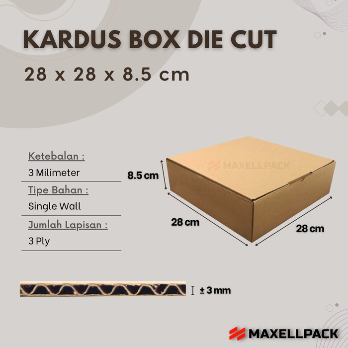 

Kardus Box Die Cut 28x28x8,5 CM Kotak Dus Hampers Pizza Besar Polos