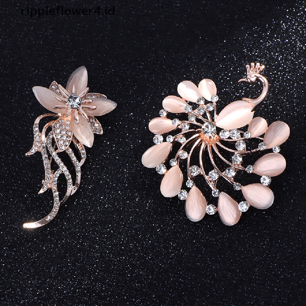 {rippleflower4.id} 1pc Pin Bros Kristal Berlian Imitasi Untuk Wanita Pakaian Bros Aksesoris Hadiah~