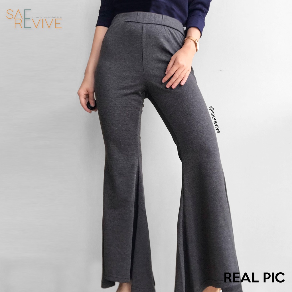 SAE REVIVE - Baru Dgn Tag (XS-M) Chelsea Pants Highwaist Celana Panjang Lebar Bawah Abu Tua Polos Ka