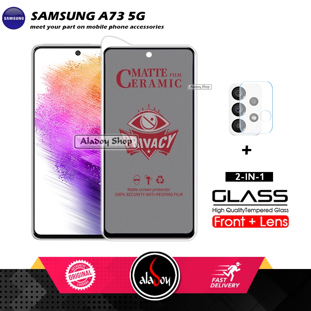 PAKET 2IN1 Anti Gores Privacy Samsung A73 5G + Tempered Glass Kamera