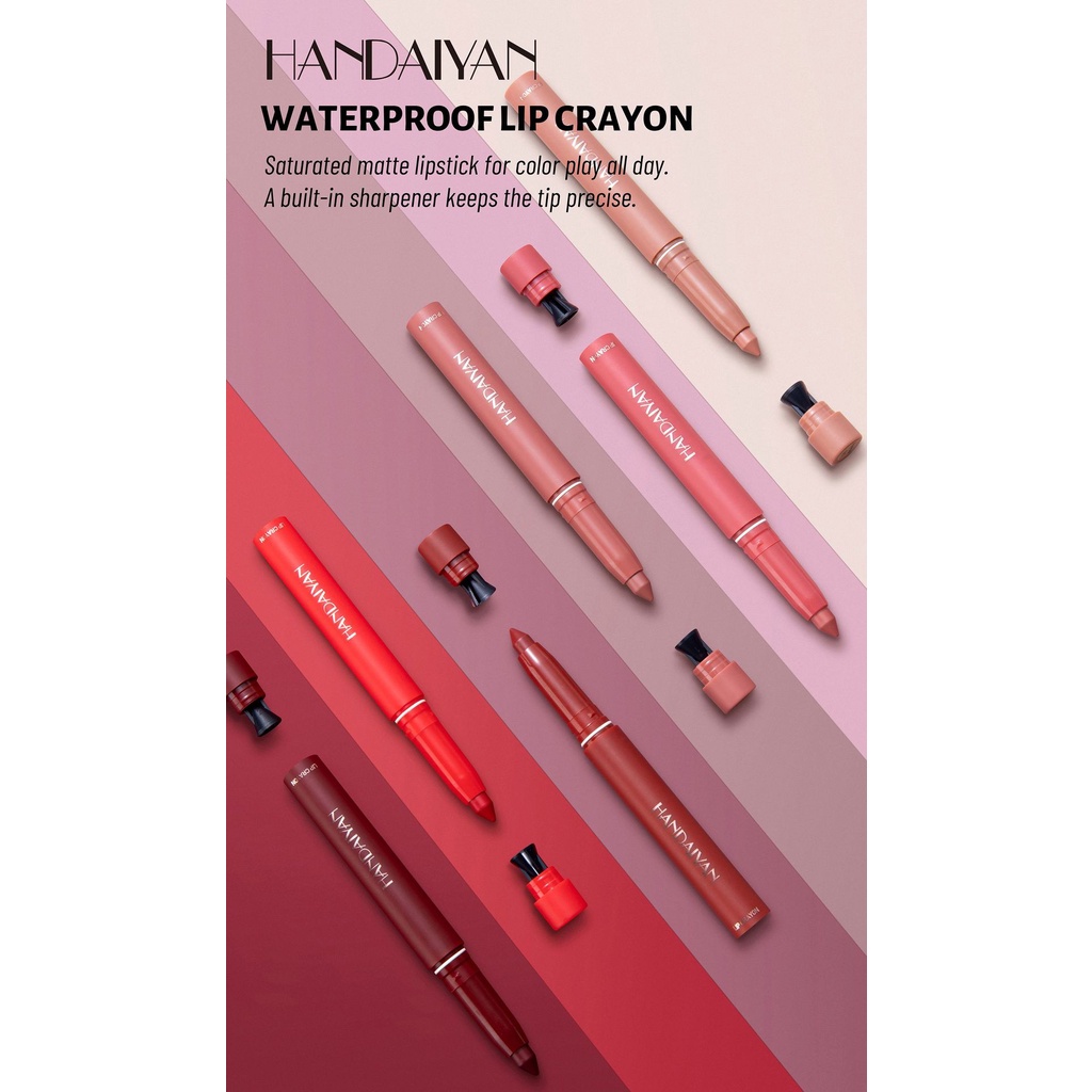 【2024 Baru 】YOUNG VISION/HANDAIYAN/   2-in-1/6 color  Crayon Matte Lipstick Make Up /Lipcream/Lipcrayon