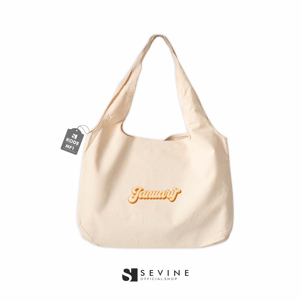 Sevine Tote Bag Kanvas Bonnie Tas Wanita Kuliah Fashion Laptop Totebag Aesthetic Vintage Retro Month Series - MF