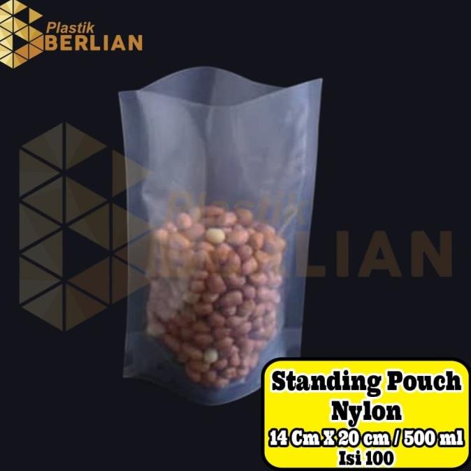 Plastik Kemasan Vacuum Standing Pouch 14 x 20 cm (500 ml) Nylon