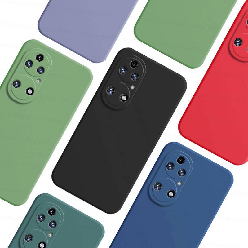 Untuk Huawei P50 P50 P50E P40 Pro Case Shockproof Casing Belakang Ponsel Silikon Cair Lembut