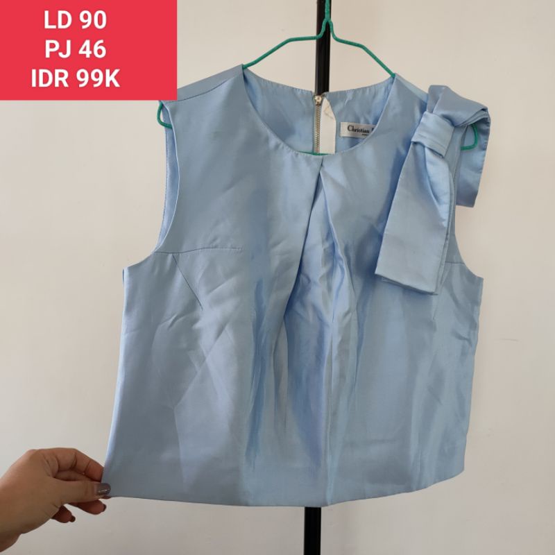 PRELOVED  PROMO ATASAN Blouse WANITA Casual uper PREMIUM brand Christisn Dior Soft Blue