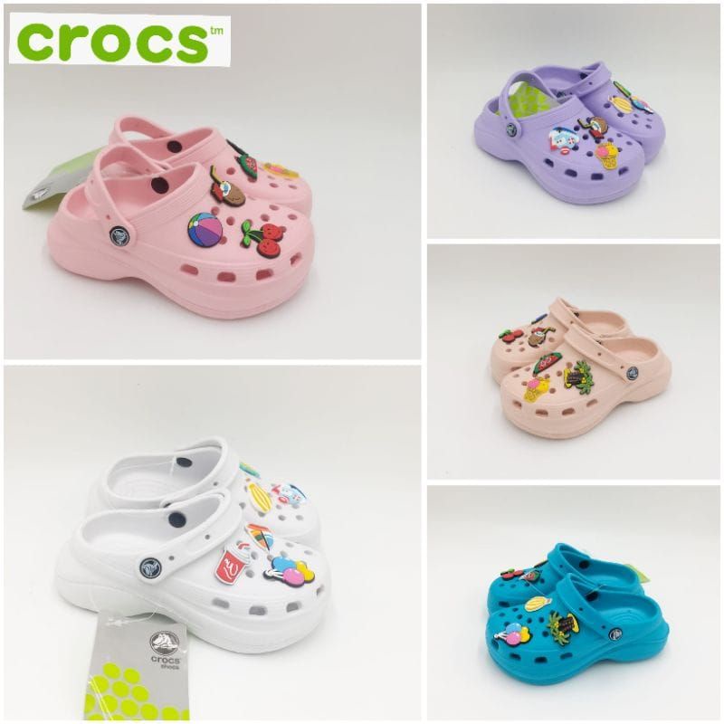 Crocs Classic Bae Anak lengkap Jibbitz / Sandal Anak Crocs Bae Anak Jibbitz Balon