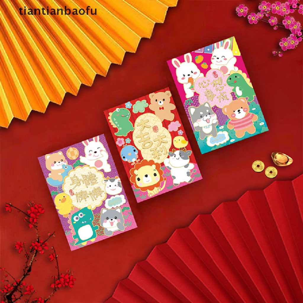 [tiantianbaofu] 6 Pcs 2023tahun Kelinci Cina Amplop Merah Kreatif Musim Semi Festival Ulang Tahun Pernikahan Anak Hadiah Beruntung Uang Amplop Merah Paket Butik