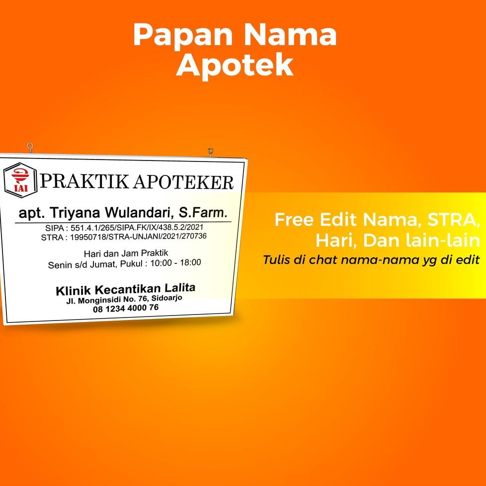 

[N-N5N] »] Papan Nama Apotek / Apoteker-bisa cod