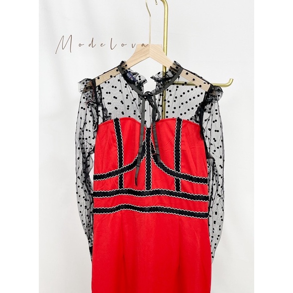 MDLV ~ 0988# Fleciana Bodycon Red Dress Premium Import