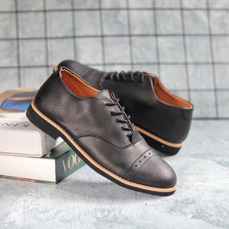 Sepatu Formal Pria Hitam Kasual Casual Kulit Pu Asli Santai Kerja Kuliah Kondangan