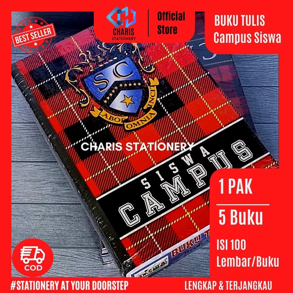 

CHARIS STATIONERY - Buku Tulis Campus SISWA Isi 100 Lembar (5 Buku/Pak)
