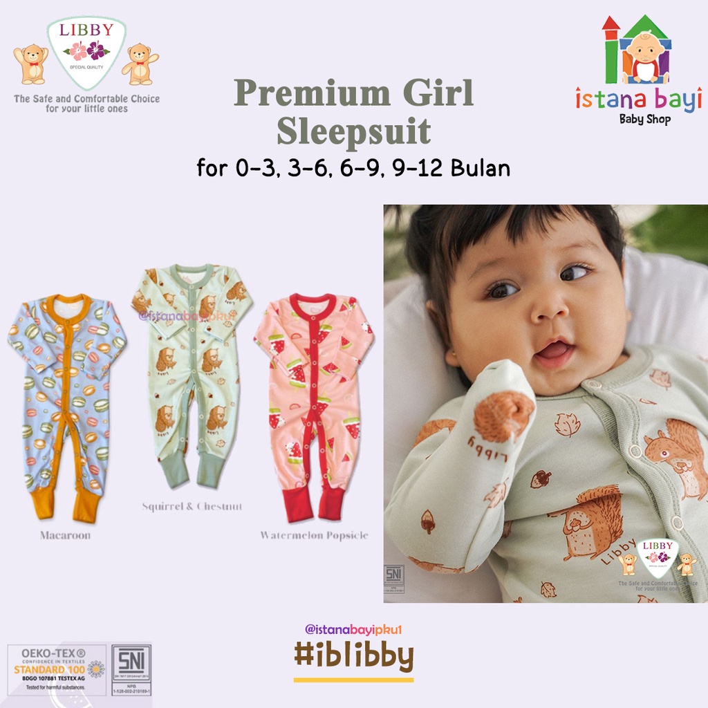 Libby Premium Sleepsuit 9-12 bulan Motif Boy/Girl - Bodysuit &amp; Jumper Bayi