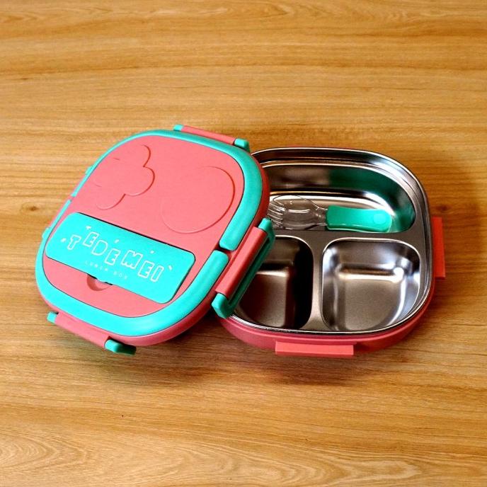 TEDEMEI Set Kotak makan anak Stainless 304 kids Lunch Box Set Premium