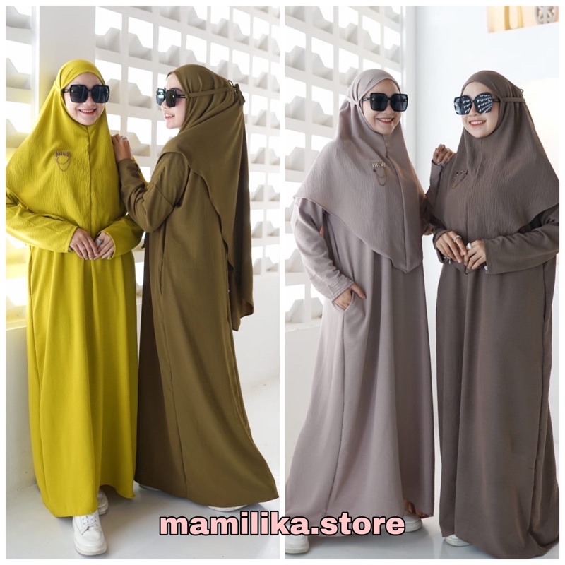 ABAYA SET KERUDUNG BERGO CRINKLE AIRFLOW