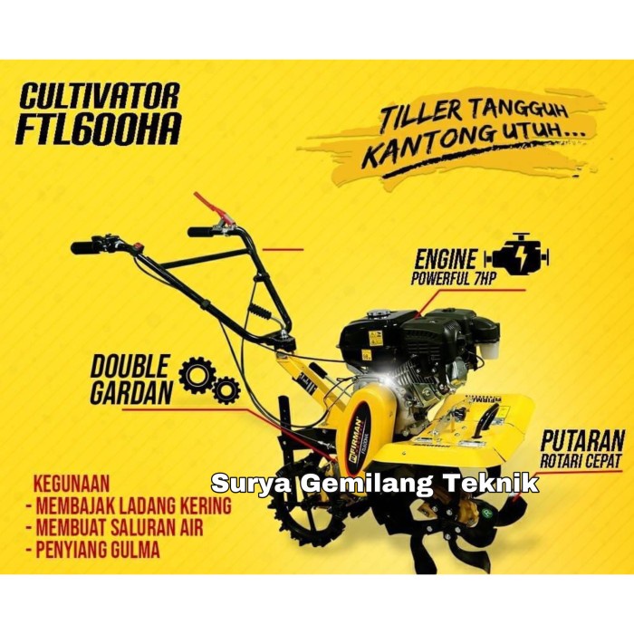 Cultivator Tiller Firman Ftl600Ha Mesin Traktor Bajak Sawah Firman