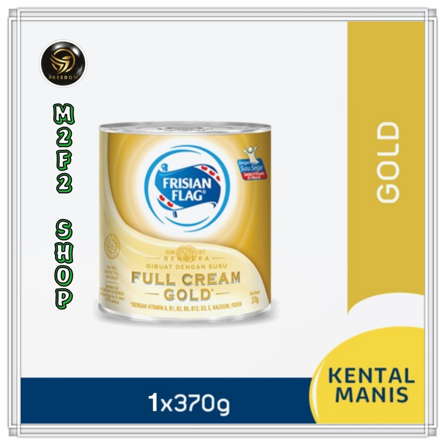 Frisian Flag Bendera Susu Kental Manis Full Cream GOLD Kaleng - 370 gr (Kemasan Satuan)