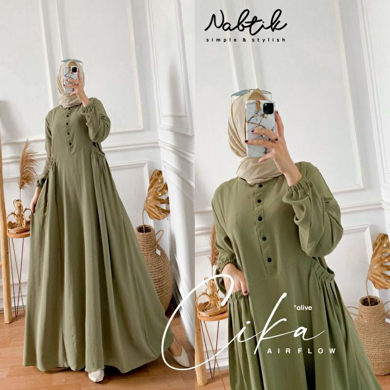 Gamis Chika Crinkle Airflow Cika Dress Busui Friendly