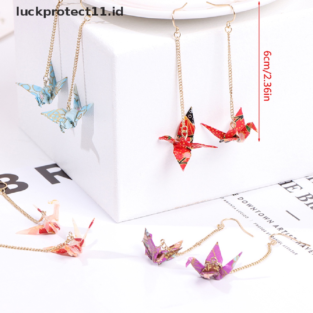 /Fashion Hot//// Kranich Anting Origami Miniblings Burung Bangau Faltkunst Senbazuru Kertas.