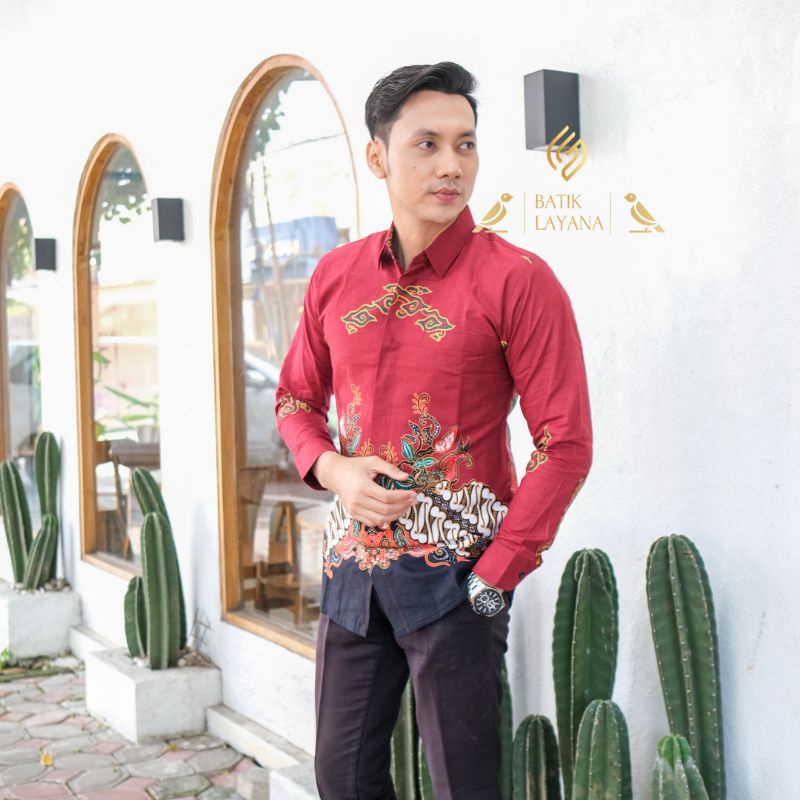 Kemeja Batik Sekarpandan Merah Baju Formal atau Nonformal